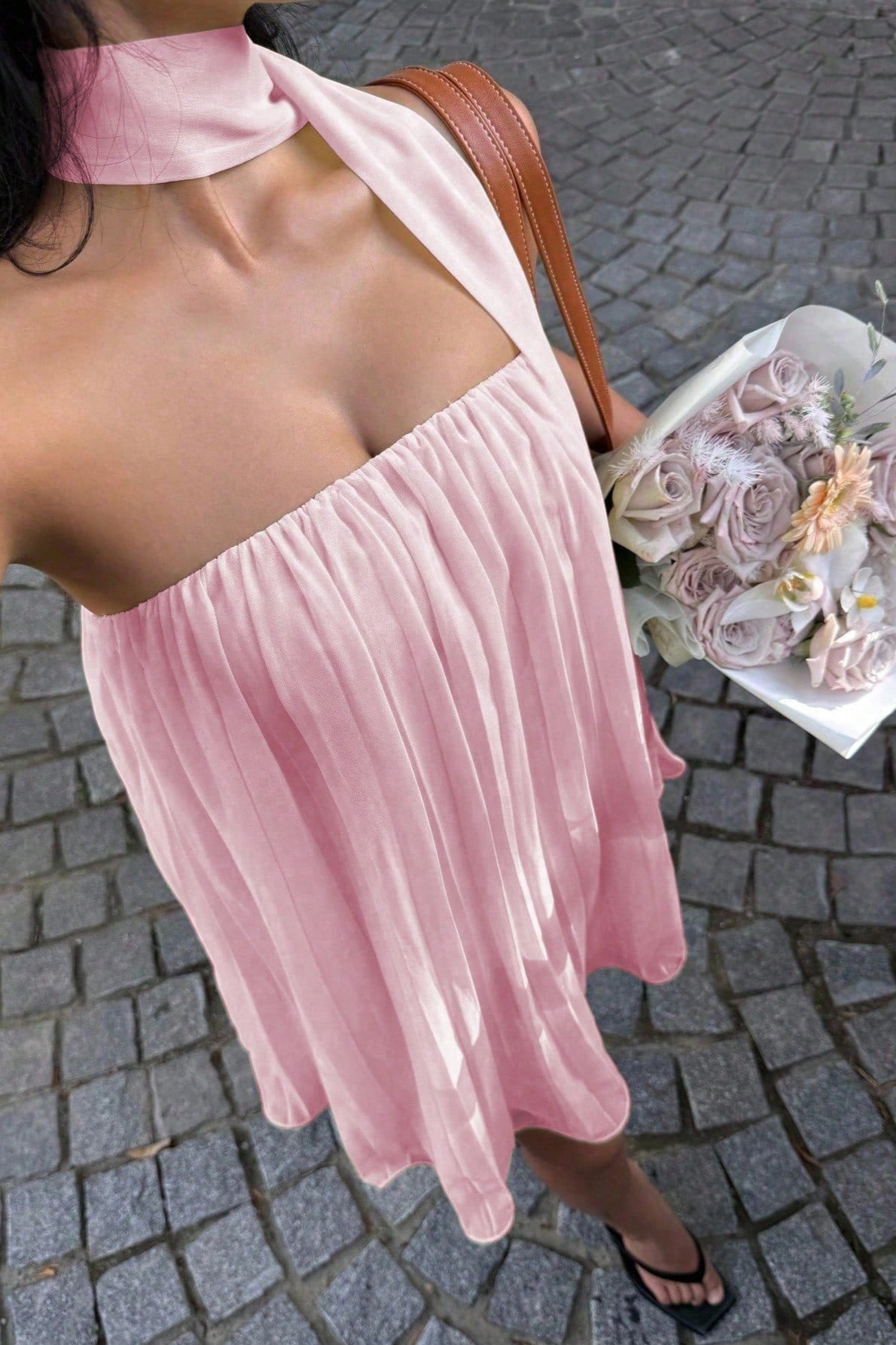 Aliya nařasené bandeau mini šaty