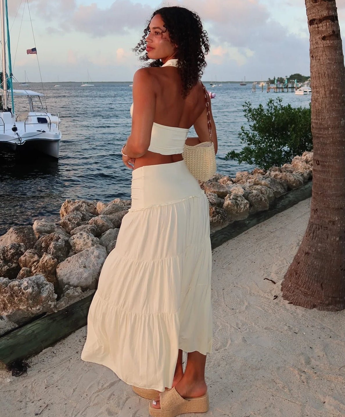 Jane halter crop top a plisovaná sukně set
