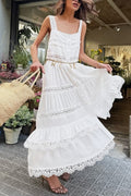 Celeste boho maxi šaty z krajkového patchworku s volány