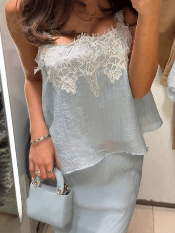 Celeste krajkový dvoudílný midi set