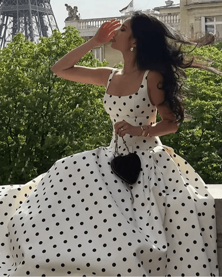Jasmine puntíkované midi šaty