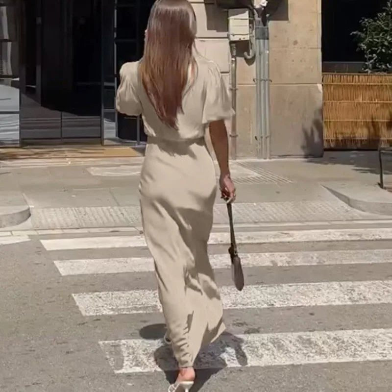 Sophia maxišaty s nabíranými rukávy a šněrováním z krajky
