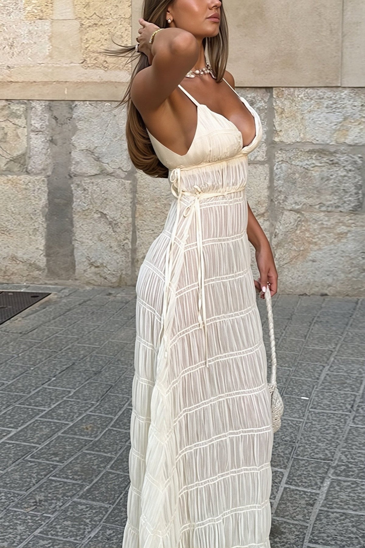 Olivia pruženkové maxi šaty