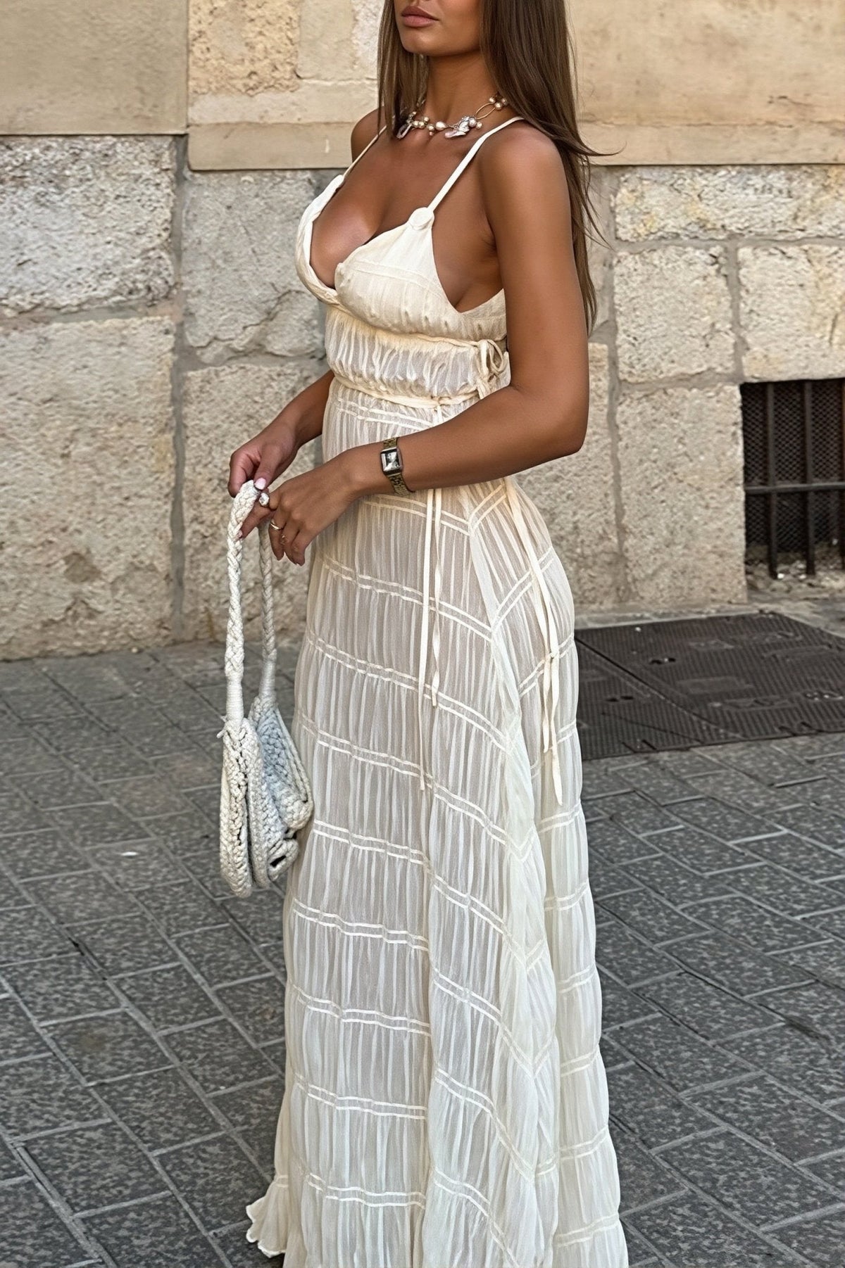 Olivia pruženkové maxi šaty
