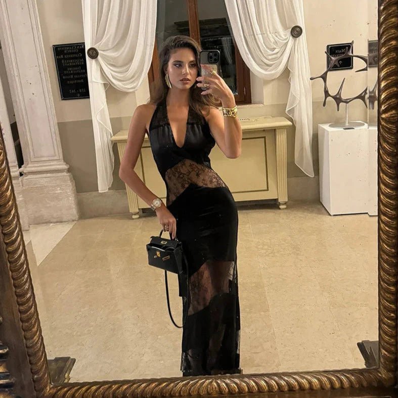 Šaty Natasha z průsvitné látky s halter výstřihem