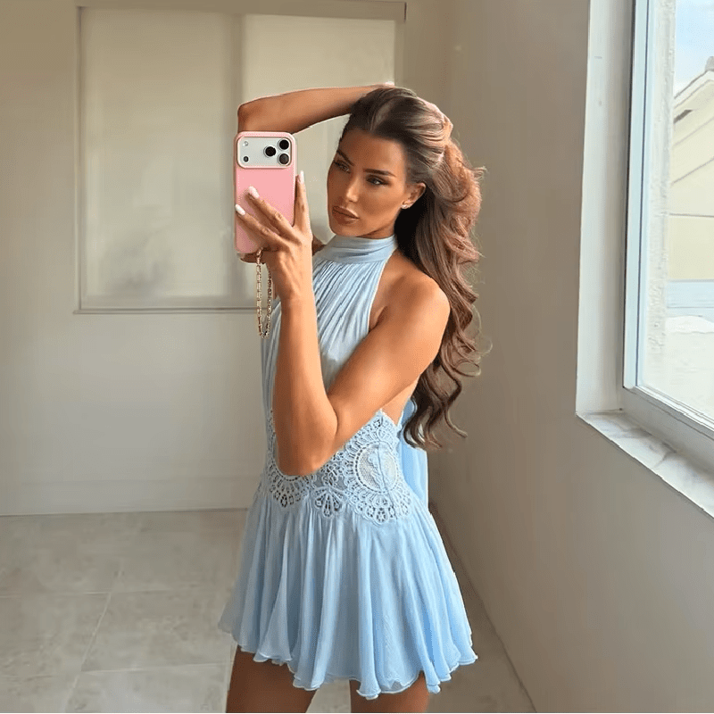 Sophia halter šaty mini bez zad