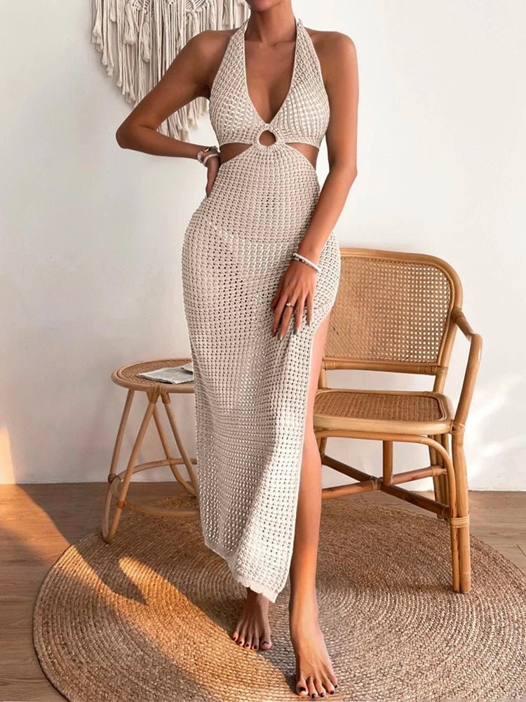 Sophia pletené midi šaty s průstřihem u krku