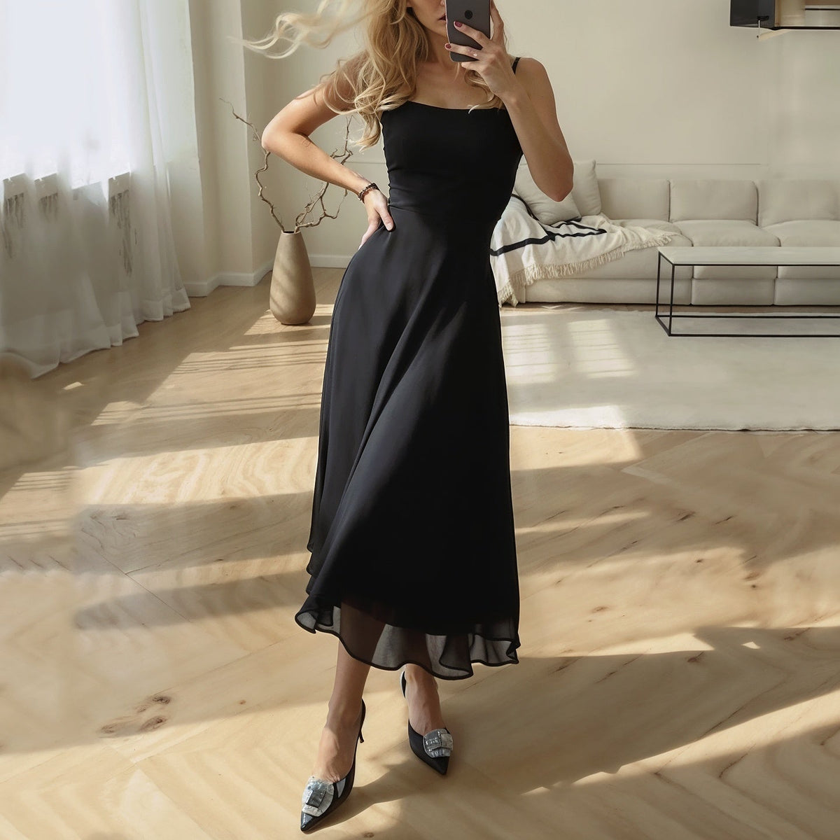 Sophia midi šaty bez rukávů