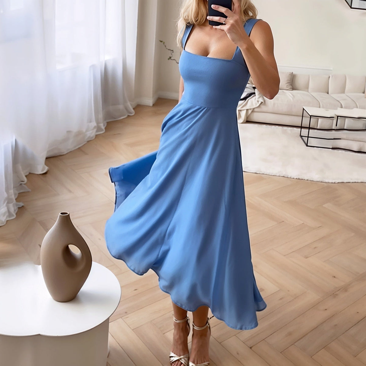 Sophia midi šaty bez rukávů