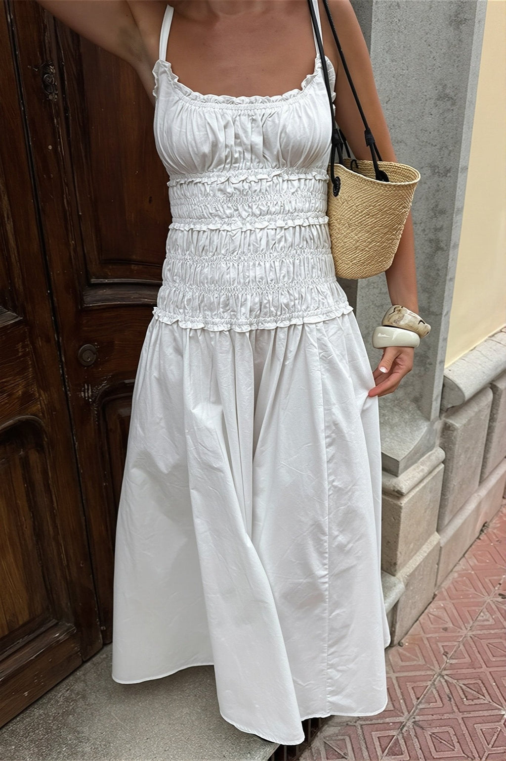 AISHRIN Mary šaty s čtvercovým výstřihem, těsné maxi