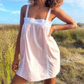 Violet krajkové mini šaty typu babydoll