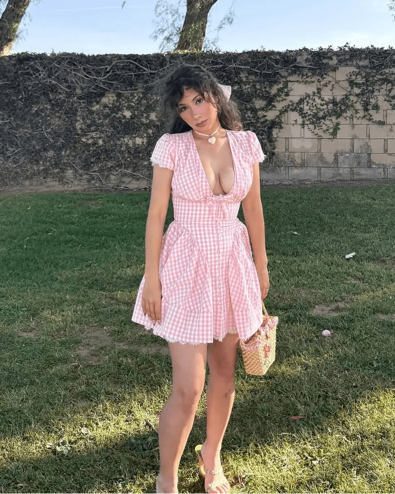 Brittany kostkované mini šaty s volánky