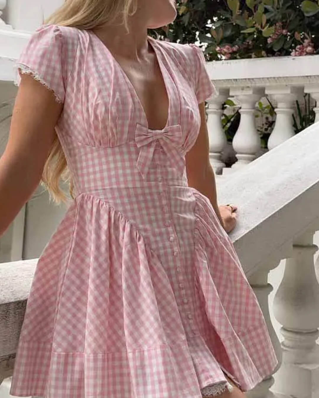 Brittany kostkované mini šaty s volánky
