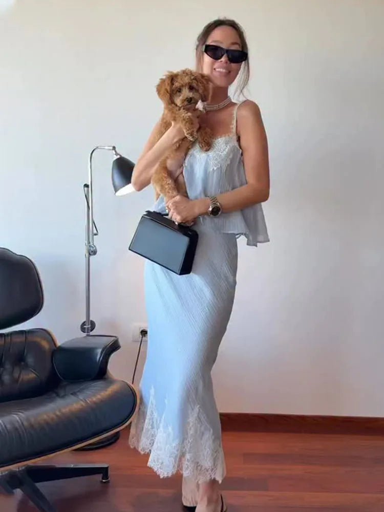 Celeste krajkový dvoudílný midi set