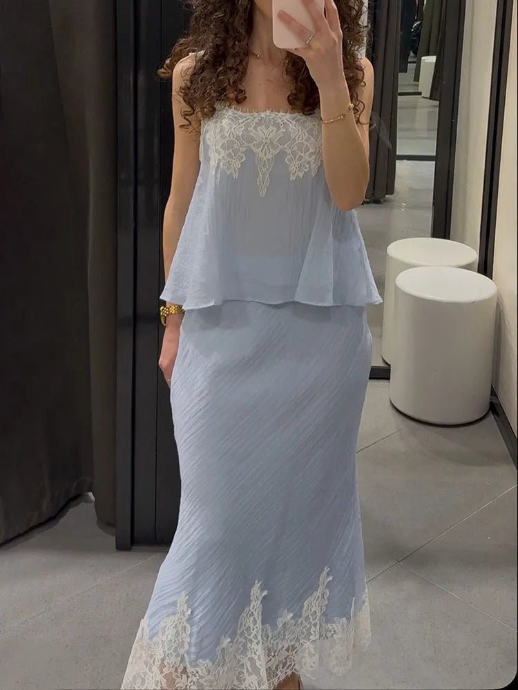 Celeste krajkový dvoudílný midi set