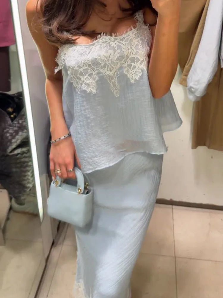 Celeste krajkový dvoudílný midi set