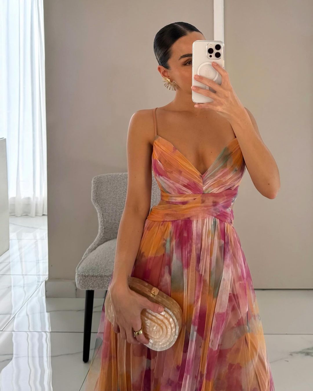Dahlia maxi šaty z tylu s květinovým vzorem
