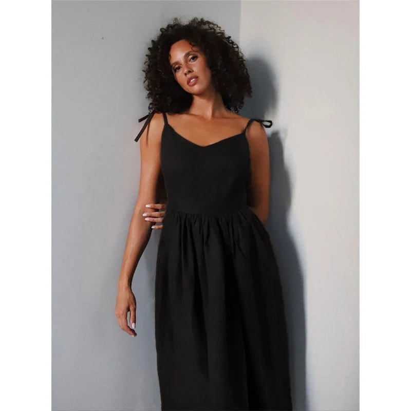 Elisabeta Midi šaty s odhalenými zády a vázacími ramínky