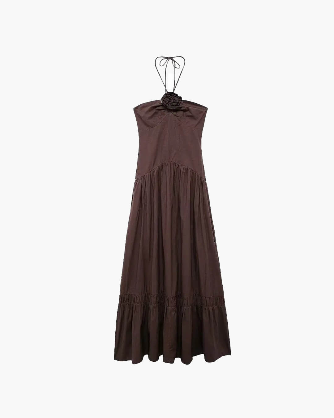 Kate midi šaty s květinovou aplikací a zavazováním za krk