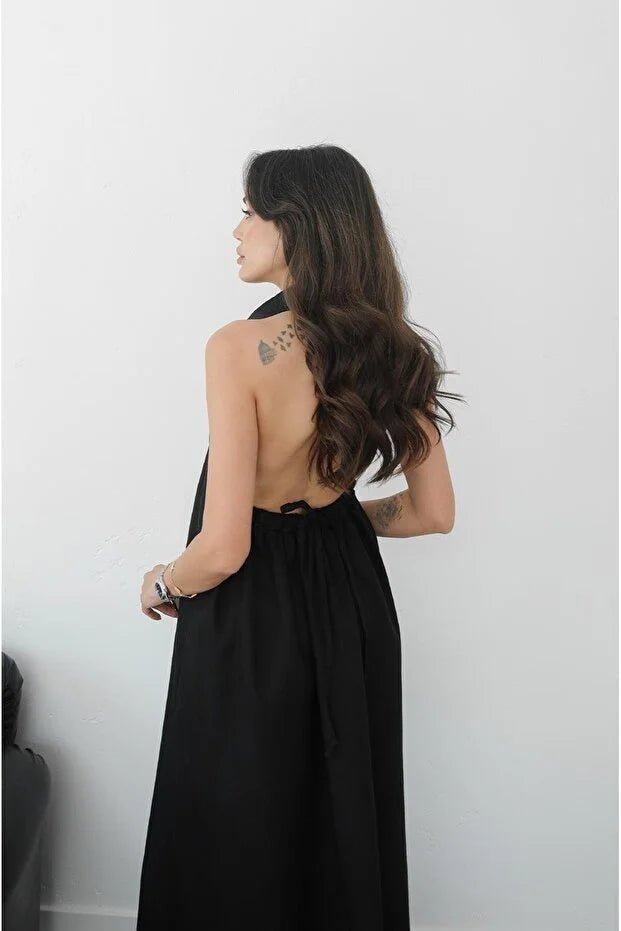 Kaya elegantní maxi šaty s halter výstřihem