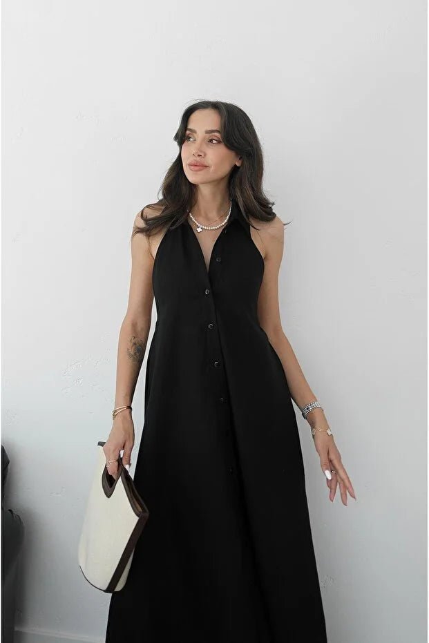 Kaya elegantní maxi šaty s halter výstřihem