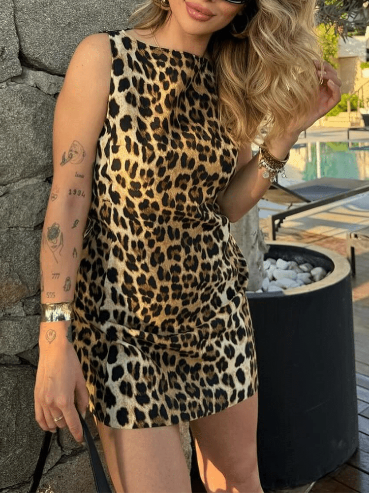 Leona mini šaty s leopardím vzorem