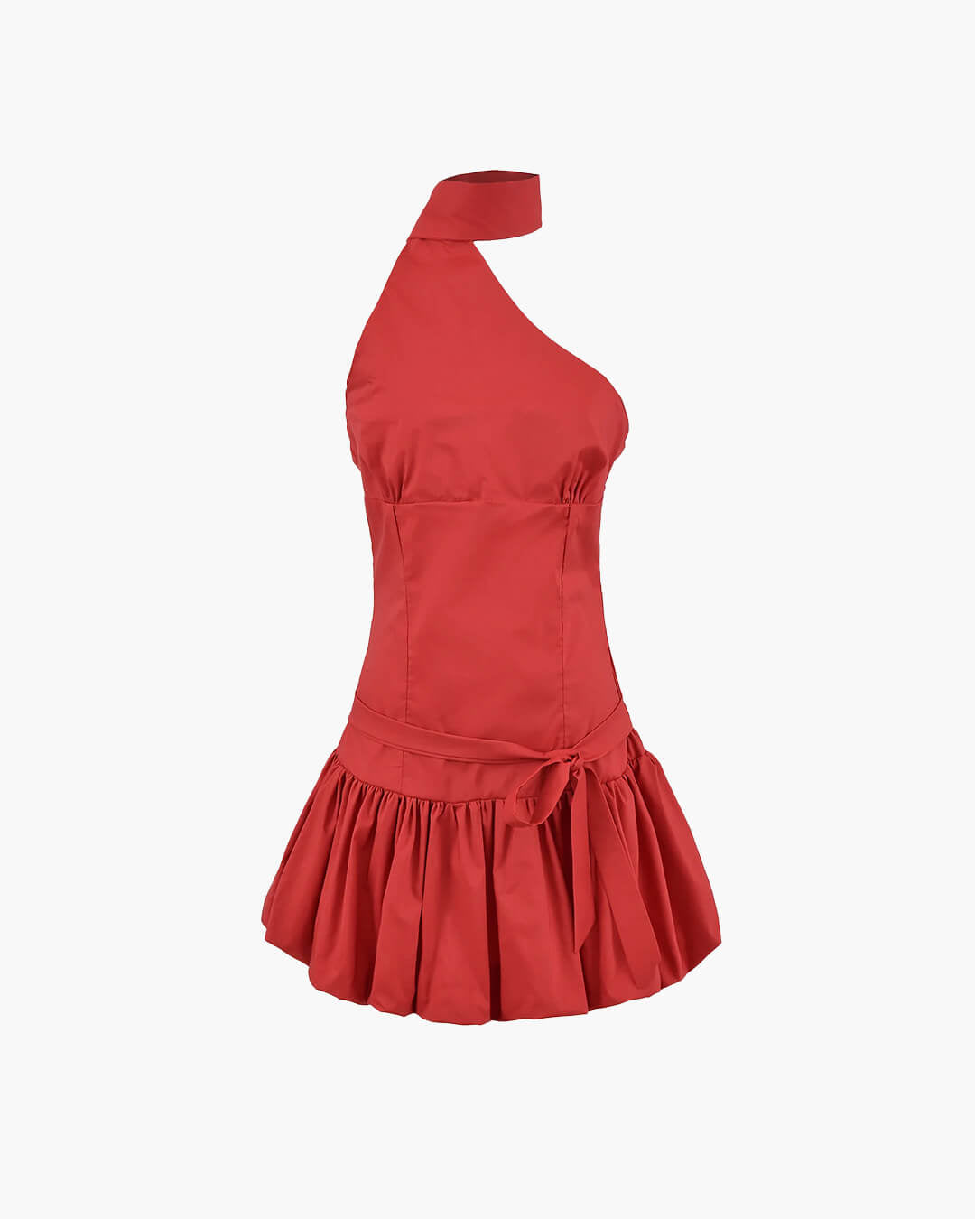 Nina mini šaty na jedno rameno s puntíky