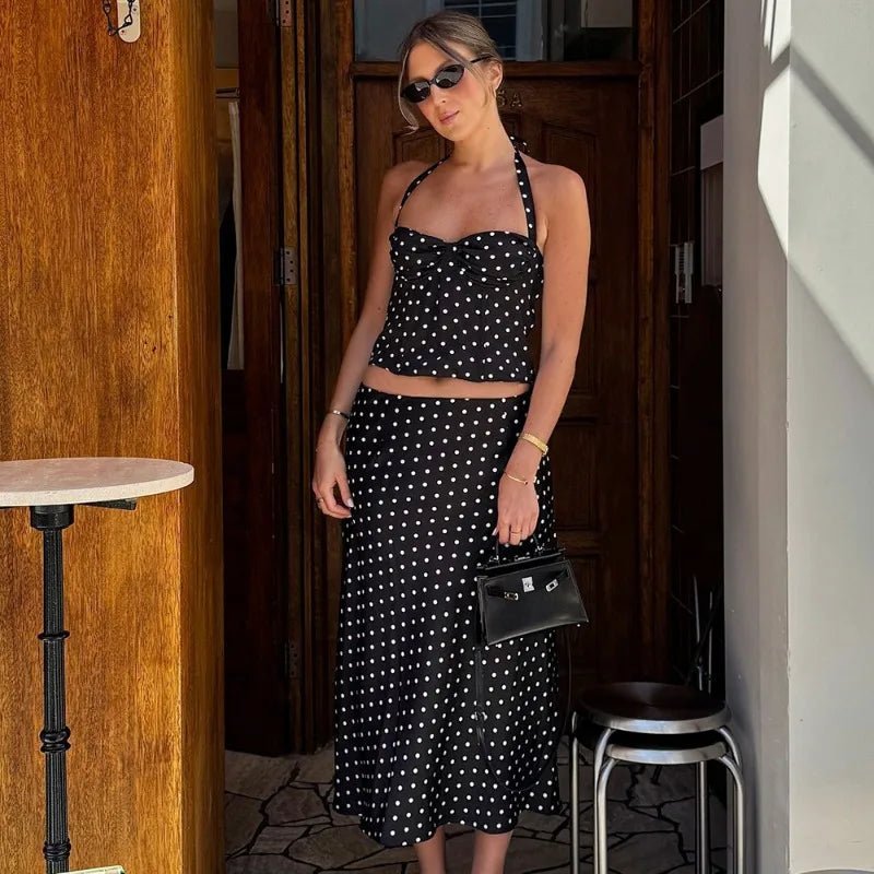 Aeronwen polka dot dvoudílný maxi set