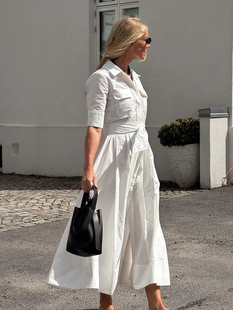 Košilové šaty Beatrice s mašlí v pase