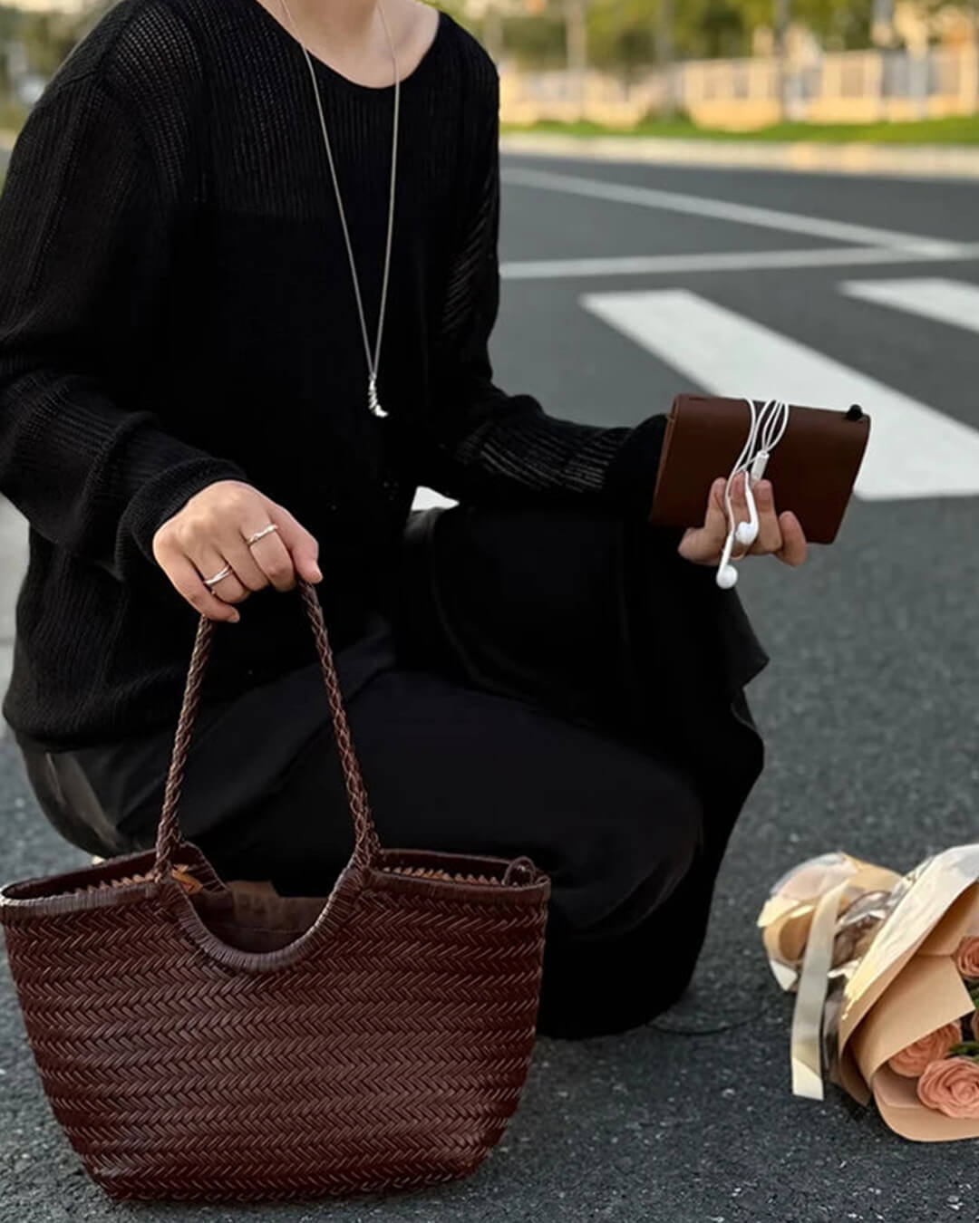 Bianca Ručně tkaná kožená taška tote