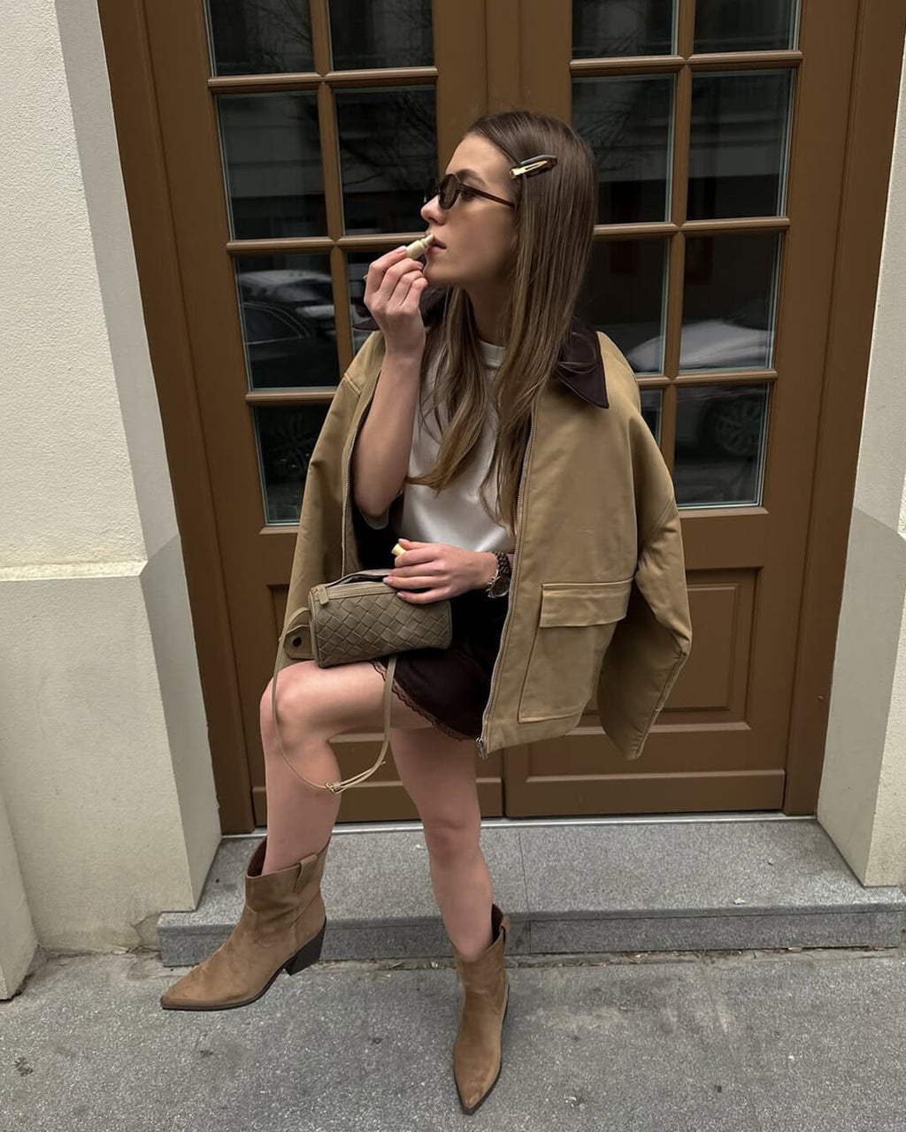 Eva tkaná semišová taška