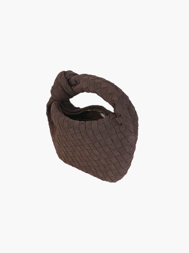 Semišová pletená mini kabelka