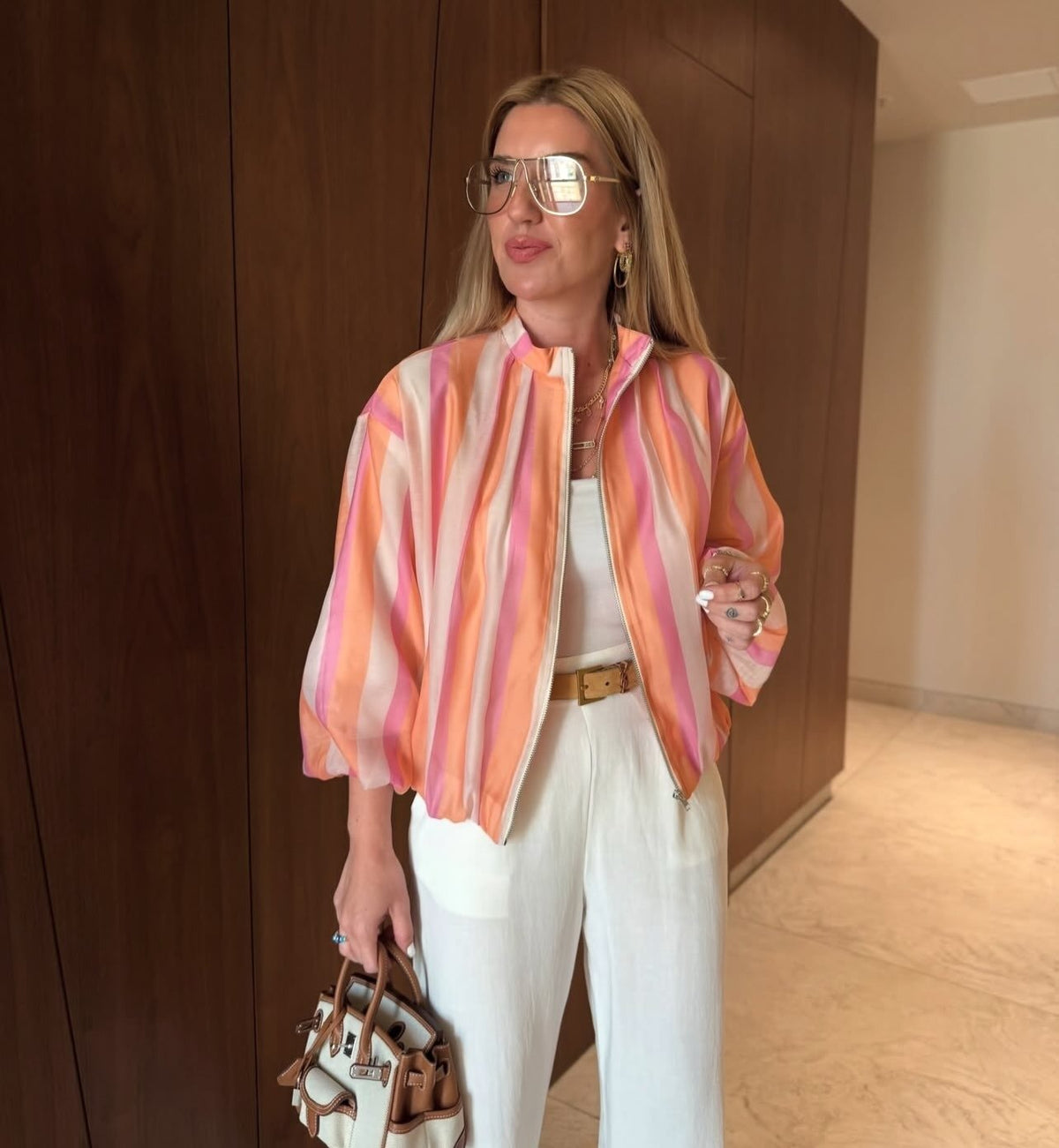 Eva pruhovaná bomber bunda