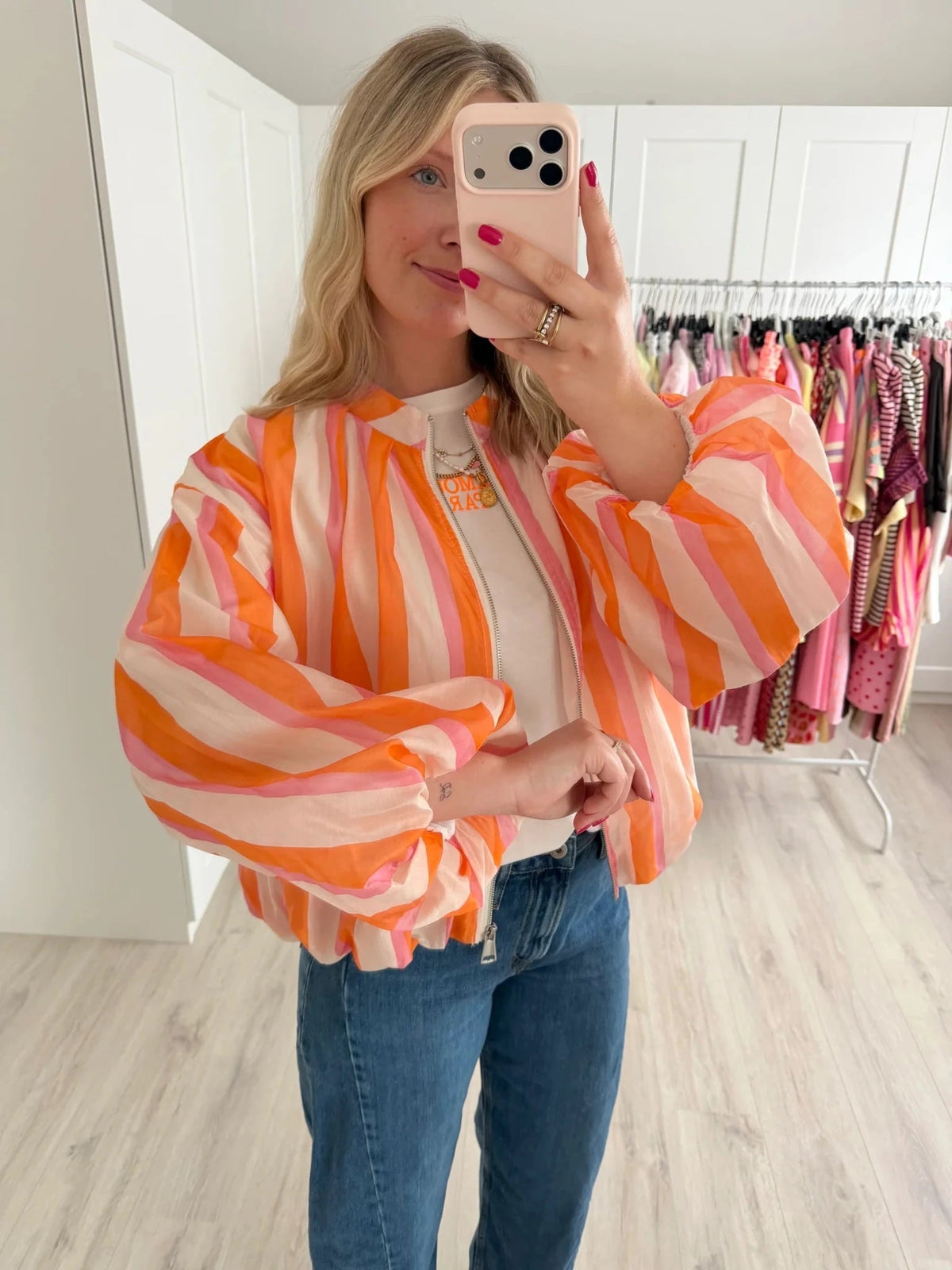 Eva pruhovaná bomber bunda
