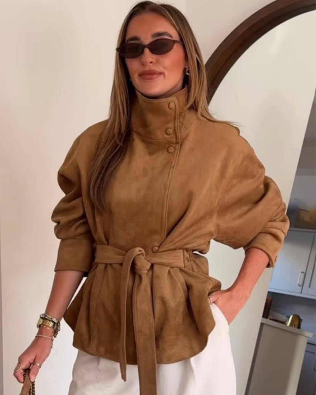 Anna semišová bunda se šněrováním