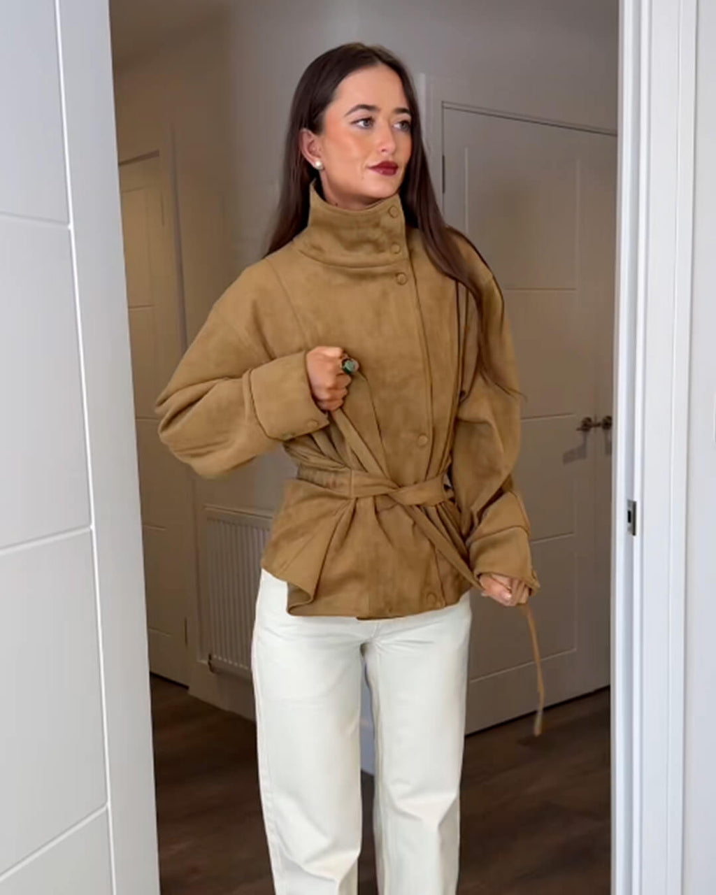 Anna semišová bunda se šněrováním