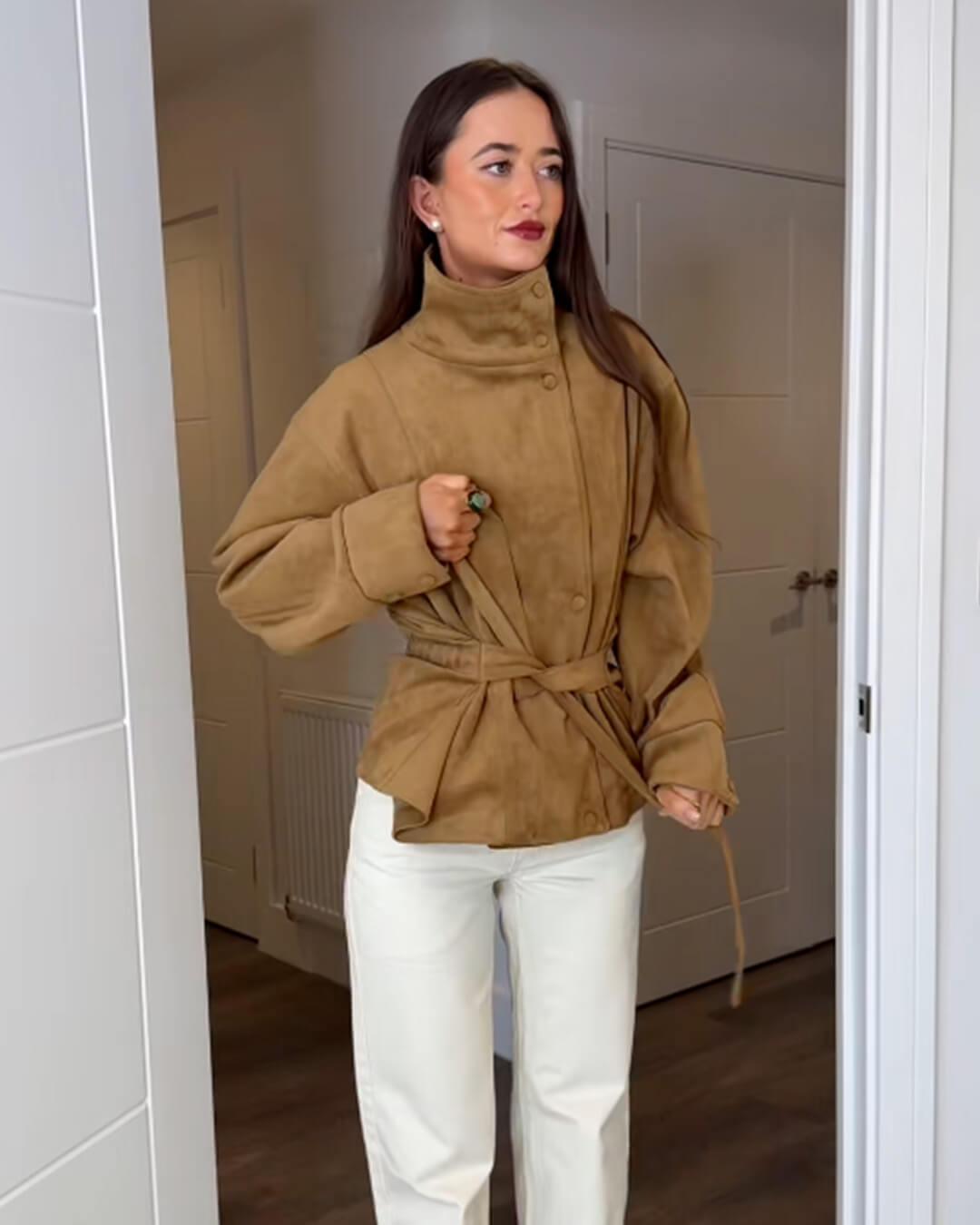 Anna semišová bunda se šněrováním