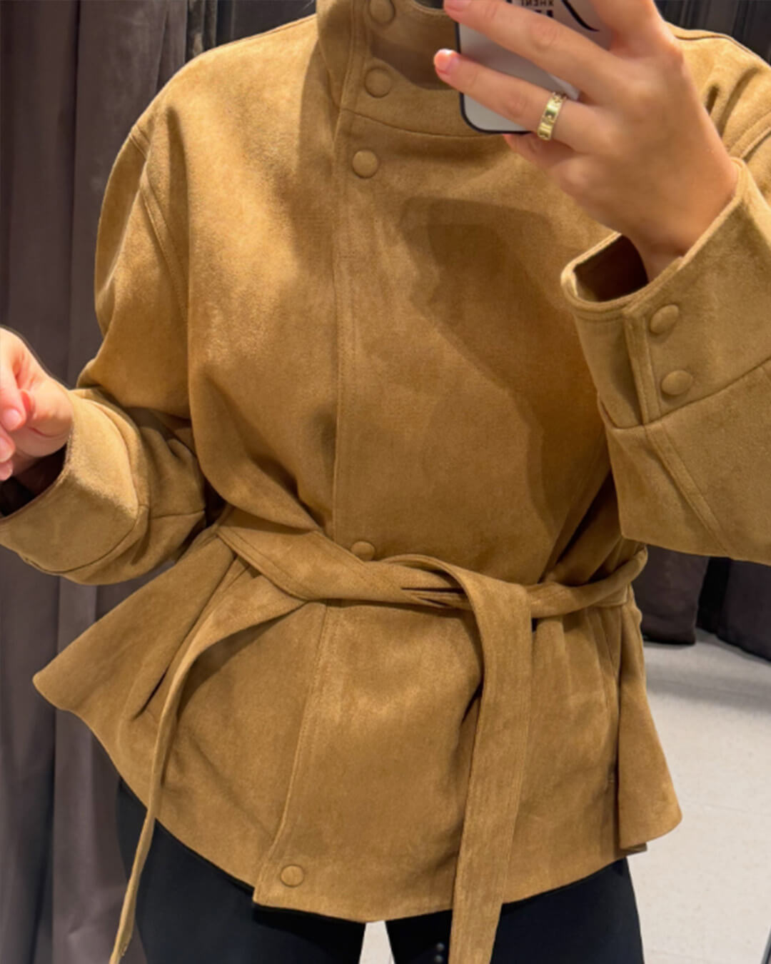Anna semišová bunda se šněrováním