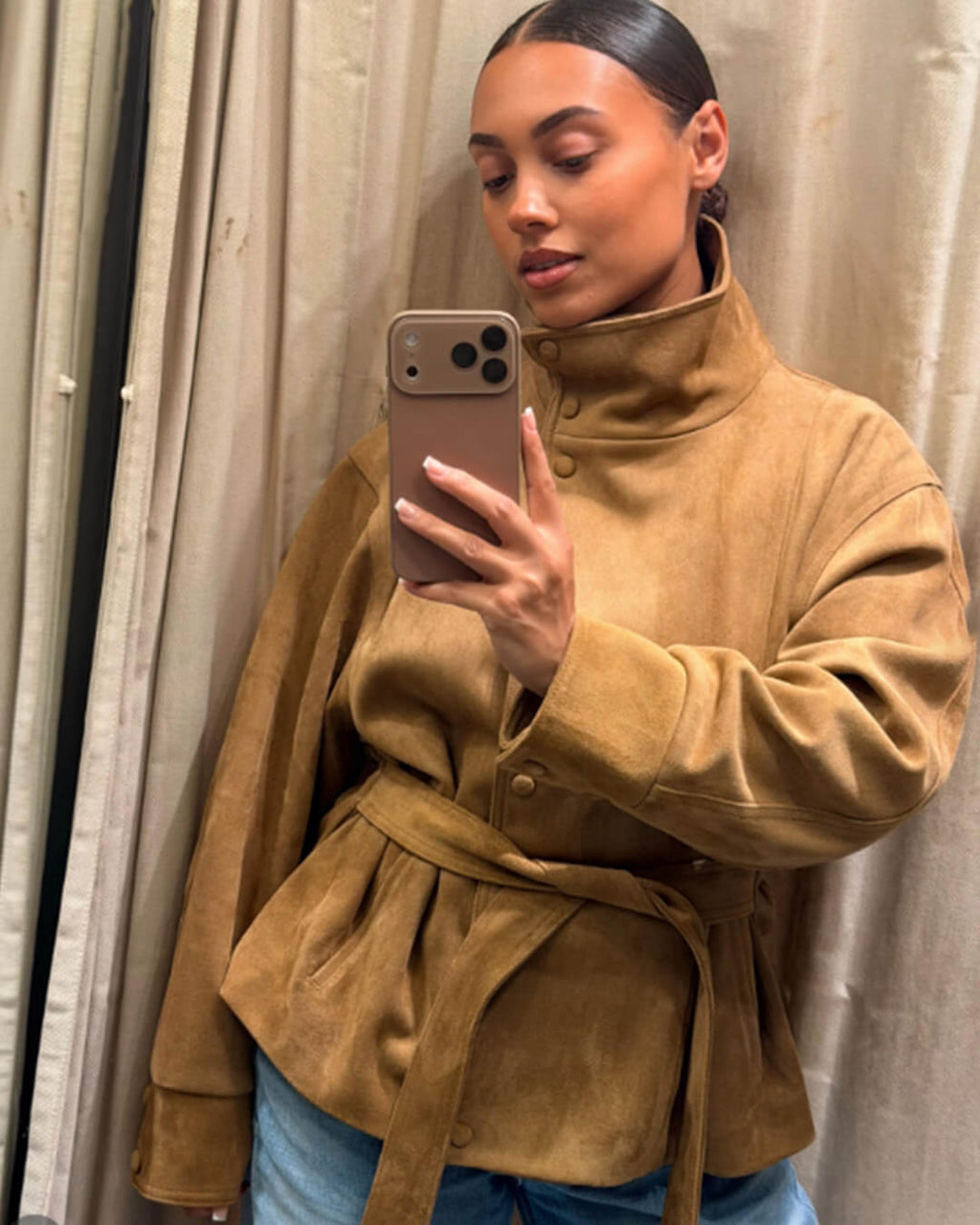 Anna semišová bunda se šněrováním