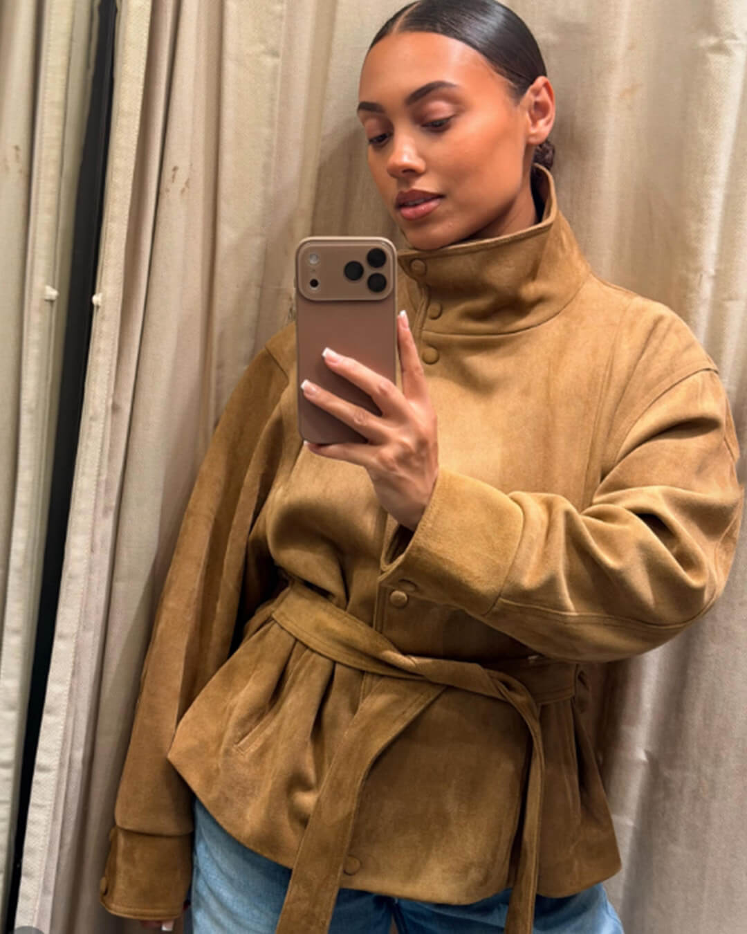 Anna semišová bunda se šněrováním