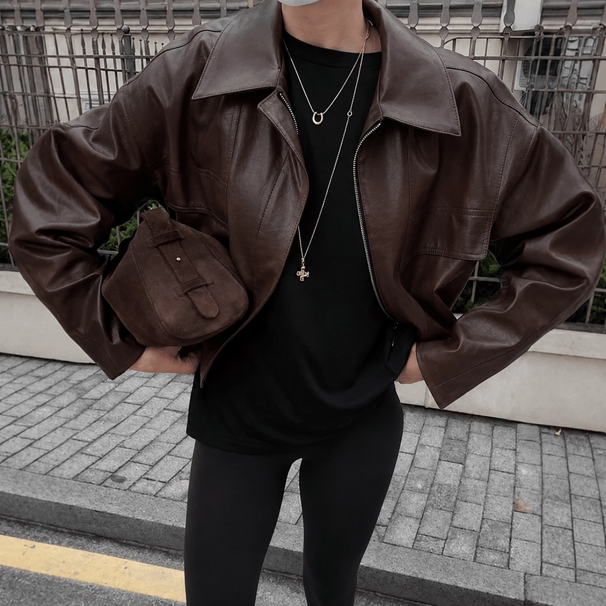 Azara Vintage Bunda z Umělé Kůže