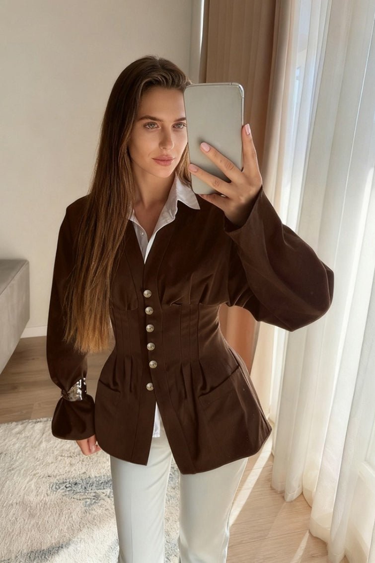 Fiona plisovaný vypasovaný vintage sako