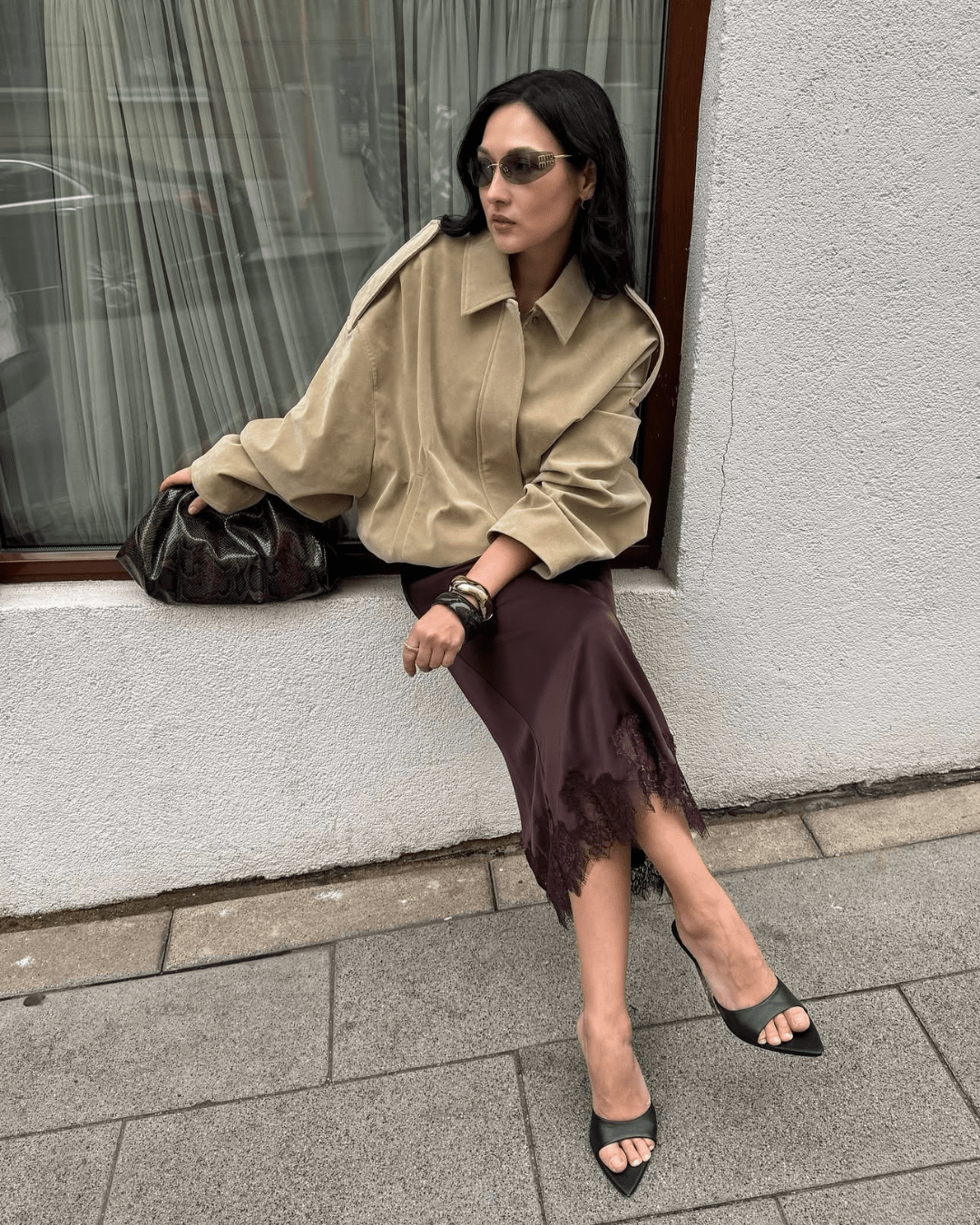 Constance bomber bunda z umělé semiše