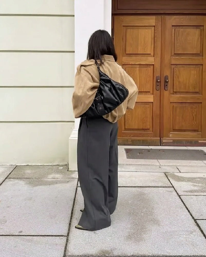 Semišová oversized bunda na zip Ellie
