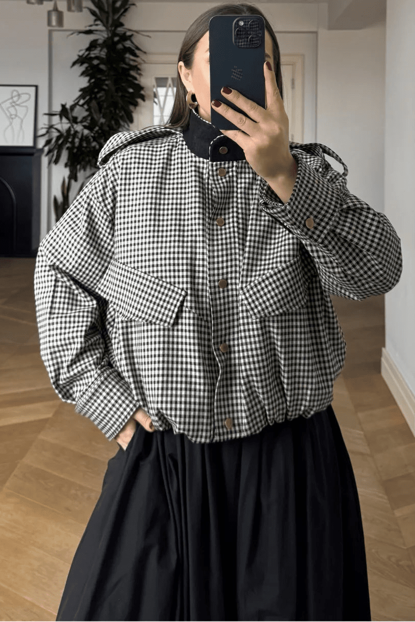 Emma bomber bunda s vysokým límcem a kostkou