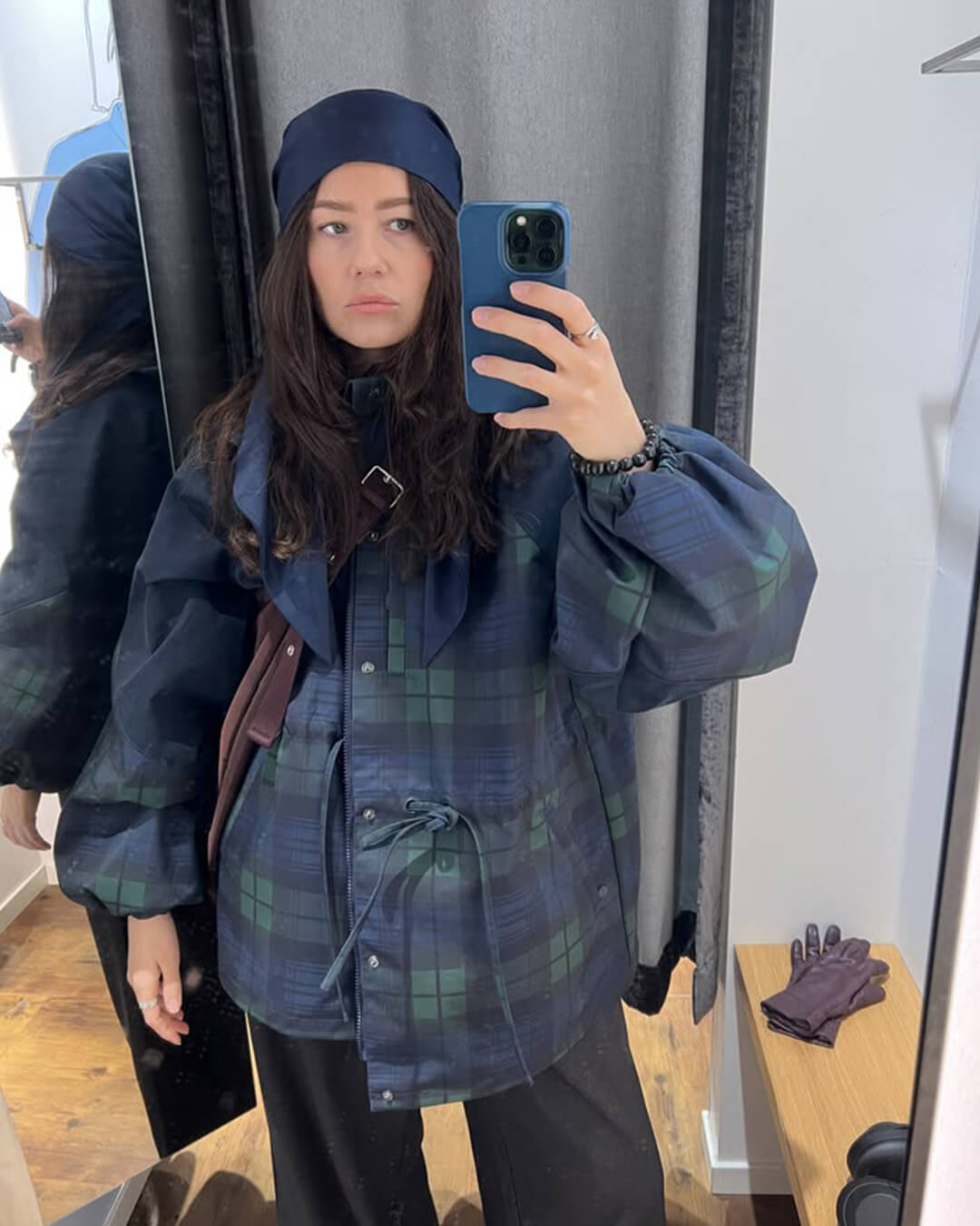Emma oversized kárované šněrovací sako