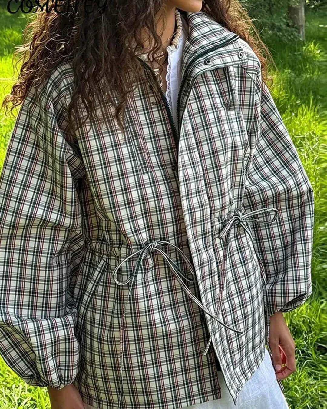 Erica Retro károvaná kapucňová bunda