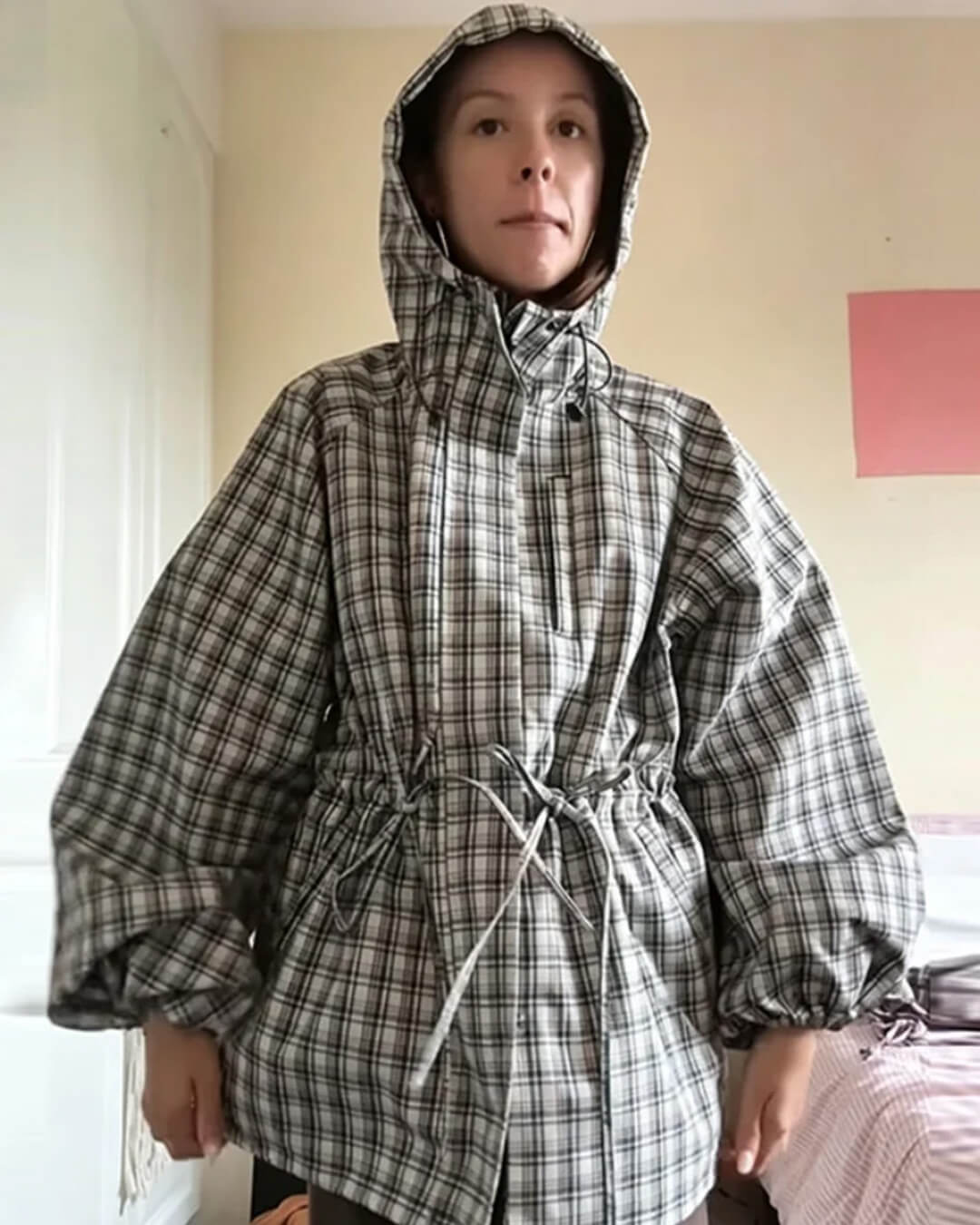 Erica Retro károvaná kapucňová bunda