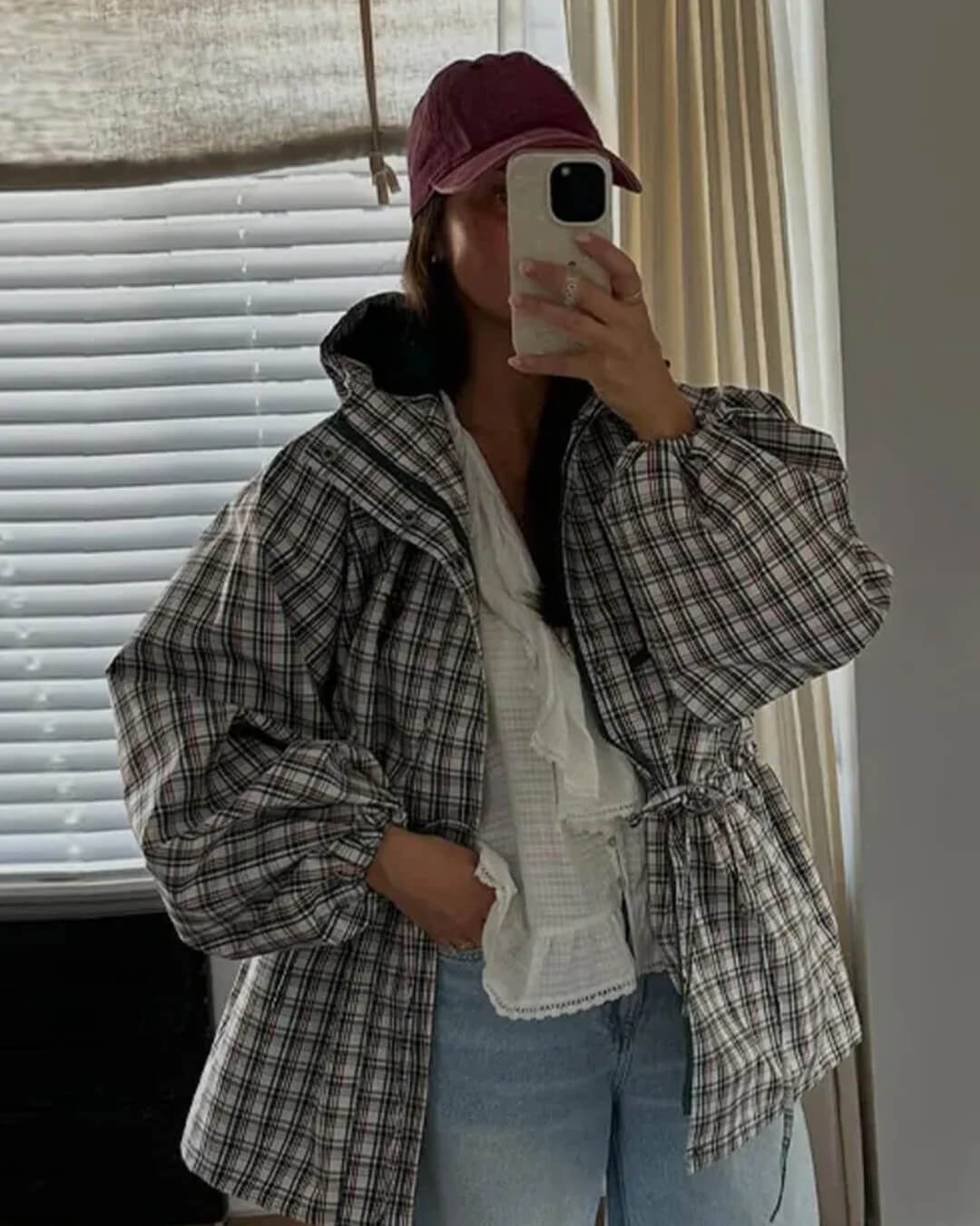 Erica Retro károvaná kapucňová bunda