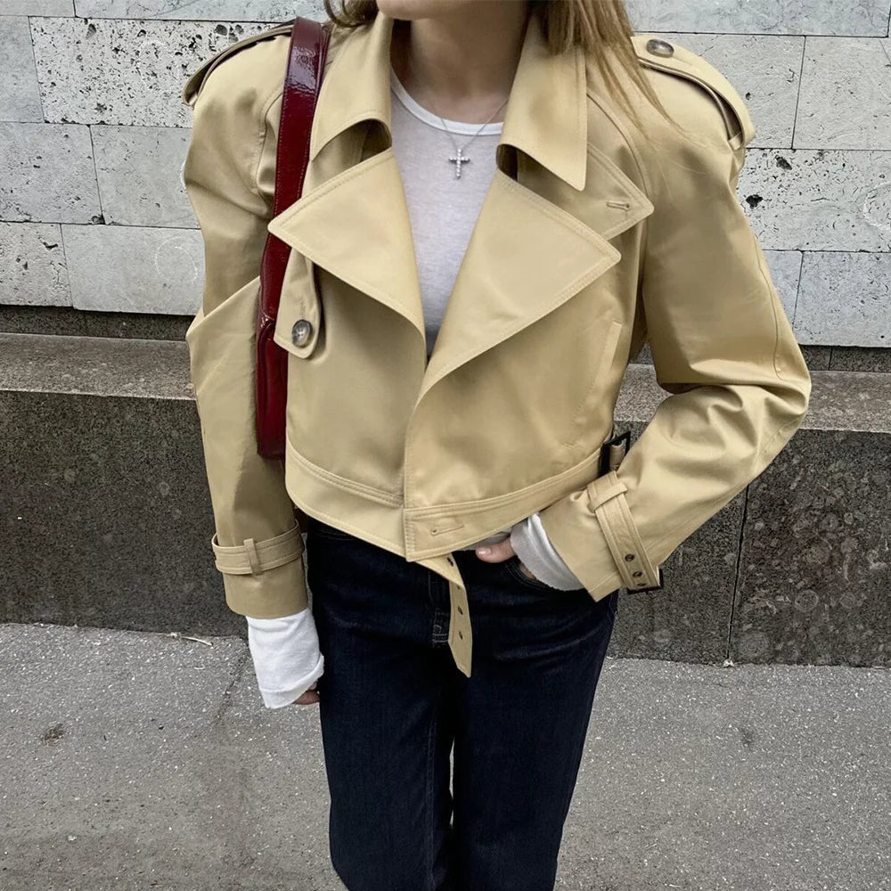 Fern khaki krátká trenčová bunda